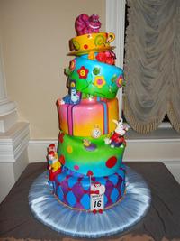 alice in wonderland sweet sixteen cake